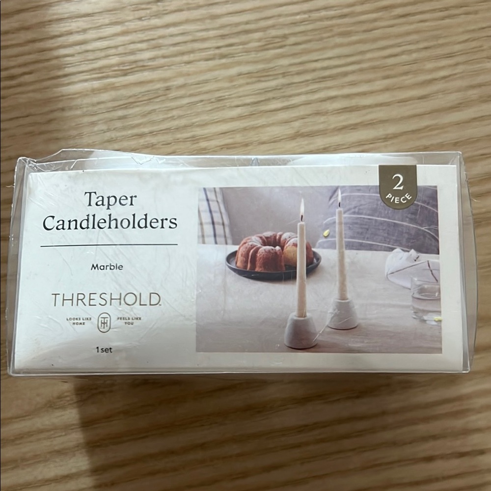 Threshold Marble Taper Candleholders Set
